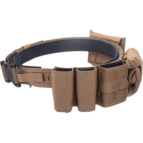 KDTAC Airsoft Tactical Battle Belt - MOLLE Pouch Configuration Details in Coyote Brown 500D Cordura Laser-Cut Loadout System for MilsimOutdoor