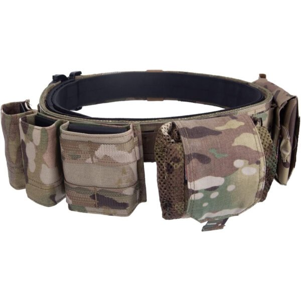 KDTAC Survival Airsoft Battle Belt with 3-Pouch Modular System Multicam MOLLE-Compatible Tactical Gear for OutdoorMilsim