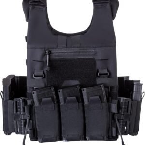 [KDTAC] GTPC2.0 Tactical Vest - 500D Cordura, Triple Mag Pouches & Side Phone Storage, Front Close-Up, Black (BK) - Mission-Ready Tactical System