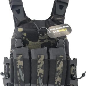 KDTAC-FCSK4.0-Tactical-Plate-Carrier-Front-500D-Cordura-SWIFT-CLIP-M4-Mag-Pouch-Multicam-Black-March2025