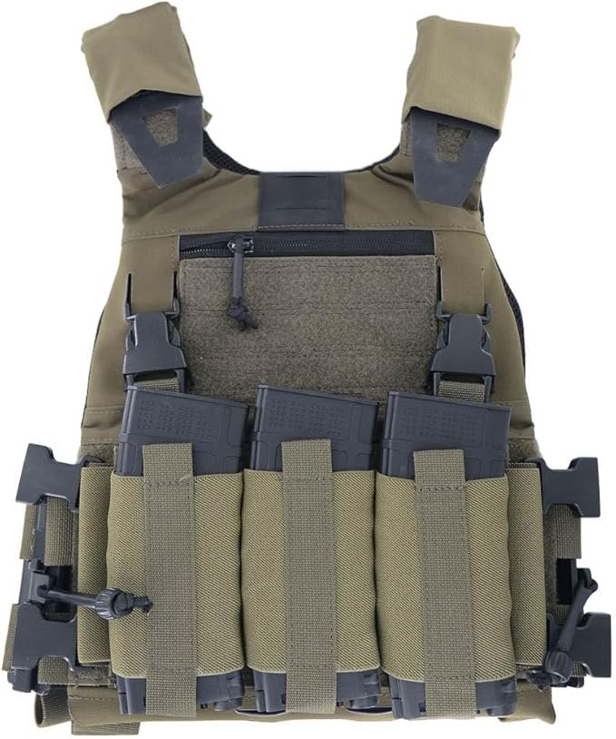 KDTAC-FCSK4.0-Tactical-Plate-Carrier-Front-500D-Cordura-SWIFT-CLIP-M4-Mag-Pouch-Ranger-Green-March2025