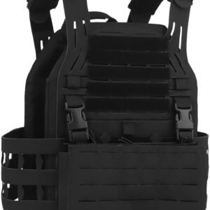 KDTAC Tactical Vest Black Close-Up - Laser-Cut Mesh Shoulder Pads with NanoWeave™ Cooling Tech & Stealth Load-Bearing System (2025 MIL-SPEC Edition)